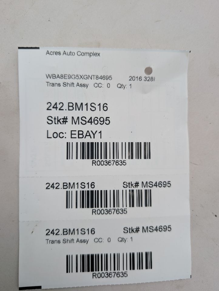 2016 BMW 328i 4cyl Gas Turbo 2.0 SULEV Trans Shift Assy - 367635 — photo 7