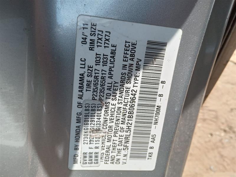 2011 HONDA ODYSSEY 6cyl Gasoline 3.5 Left HEADLAMP ASSEMBLY - 368187