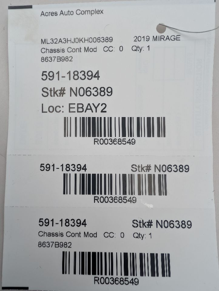 2019 MITSUBISHI MIRAGE 1.2L 3cyl Gasoline VVT Chassis Cont Mod - 368549 — photo 6