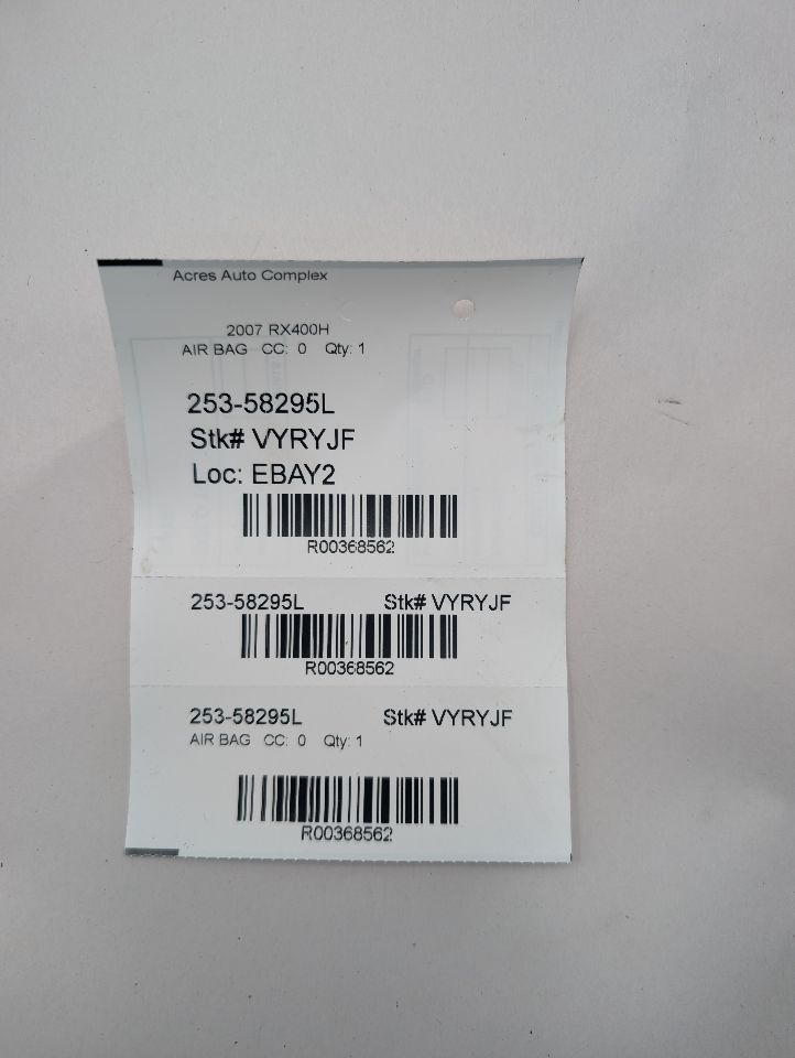 2007 LEXUS RX400H Left AIR BAG - 368562 — photo 3