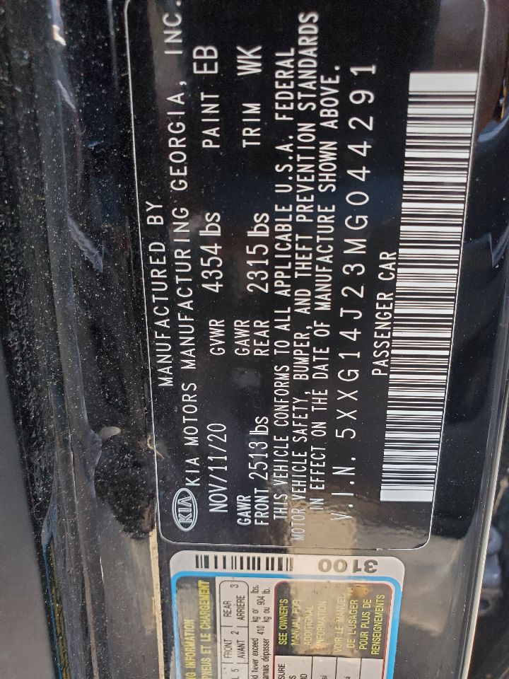 2021 KIA K5 1.6L 4cyl Turbo Gasoline Left AIR BAG - 368850 — photo 1