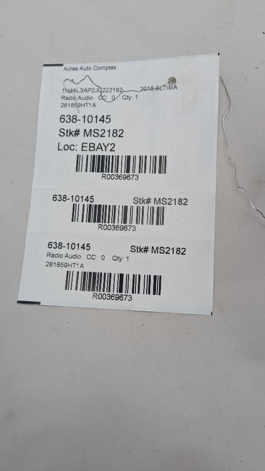 2018 NISSAN ALTIMA 2.5L 4cyl Gasoline VVT Radio Audio - 369673 — photo 8
