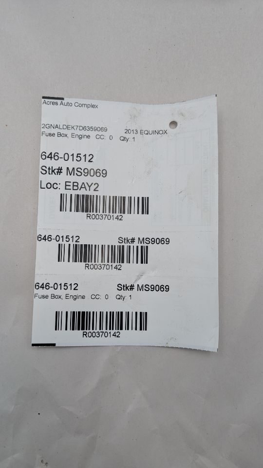 2013 CHEVROLET EQUINOX 4cyl Gasoline 2.4 Fuse Box, Engine - 370142 — photo 8