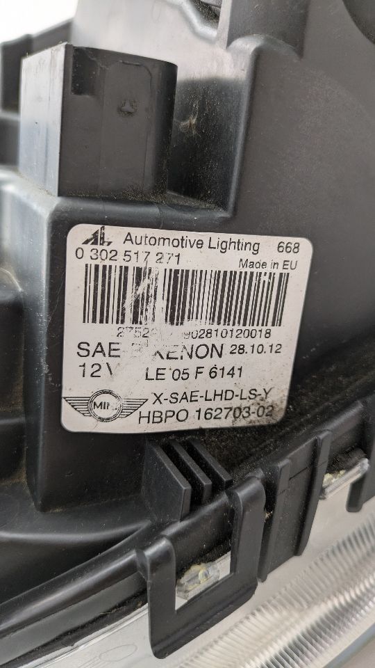 2013 MINI COOPER COOPER 4cyl Gasoline Turbo 1.6 Left HEADLAMP ASSEMBLY - 370153 — photo 4