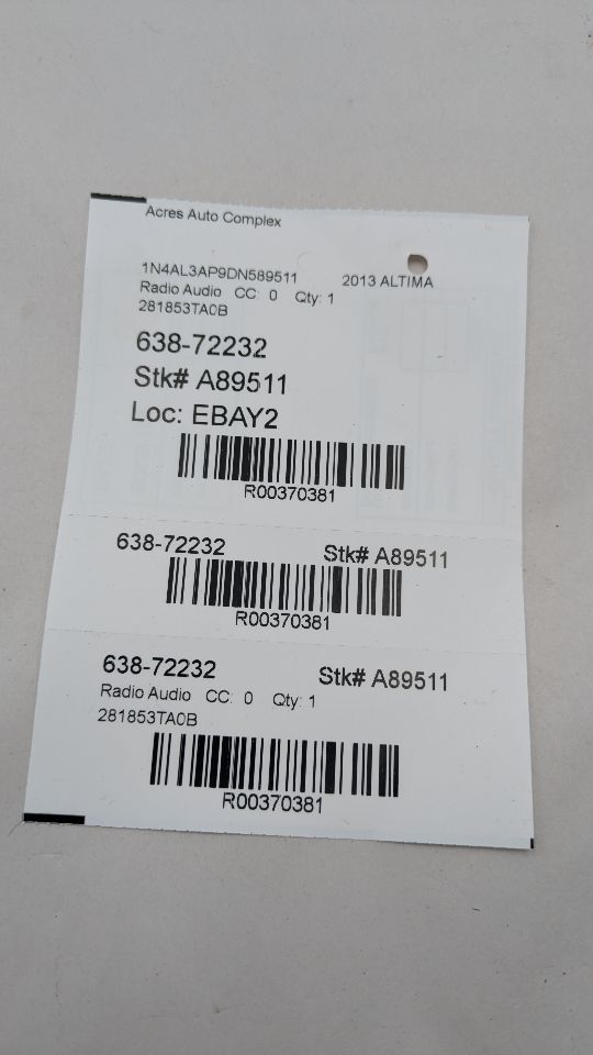 2013 NISSAN ALTIMA 4cyl Gasoline 2.5 DOHC Radio Audio - 370381 — photo 7