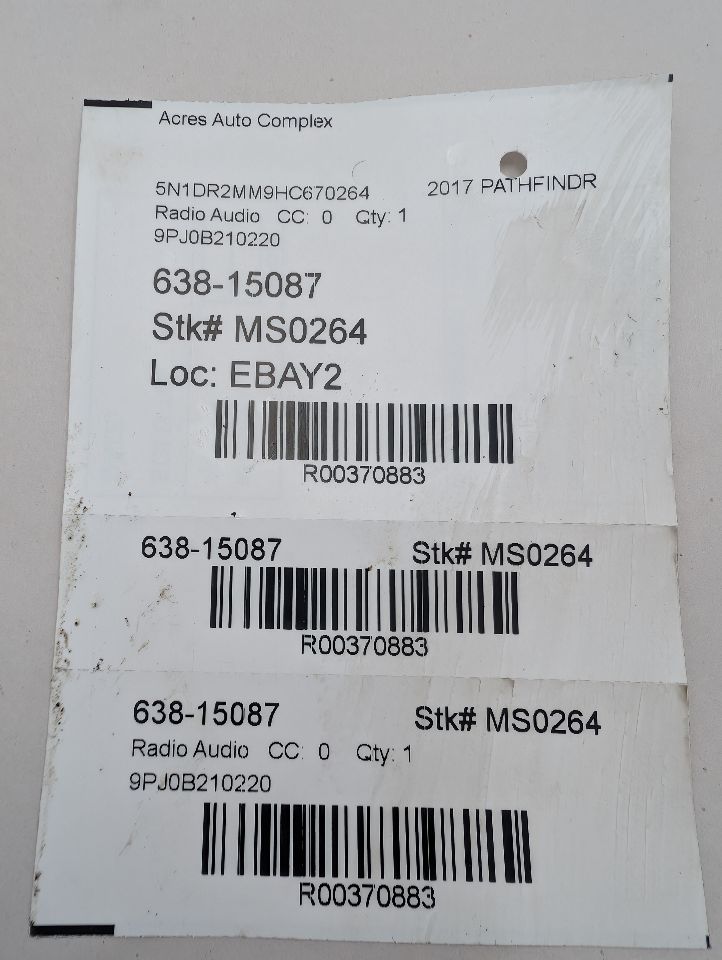 2017 NISSAN PATHFINDER 3.5L 6cyl Gasoline VVT Radio Audio - 370883 — photo 4