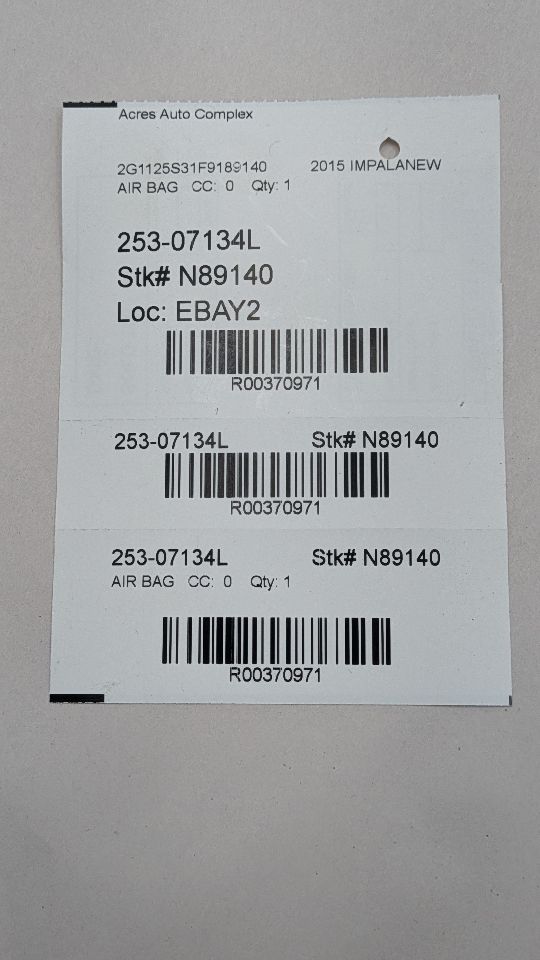 2015 CHEVROLET IMPALA 6 cyl Gas Flex Fuel 3.6 Left AIR BAG - 370971