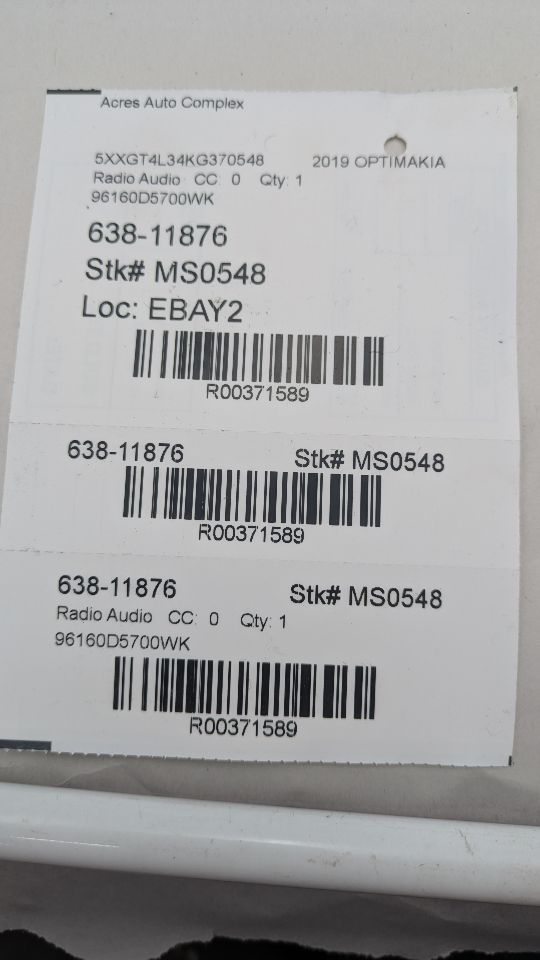 2019 KIA OPTIMA 2.4L 4cyl Gasoline VVT Radio Audio - 371589 — photo 7