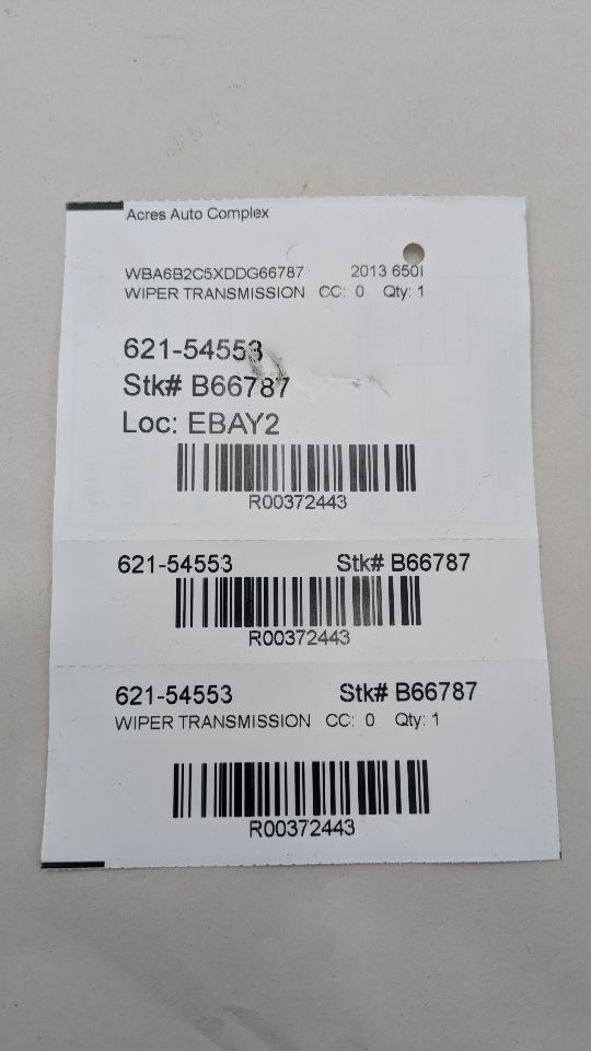 2013 BMW 650i 8cyl Gasoline Turbo 4.4 WIPER TRANSMISSION - 372443 — photo 6