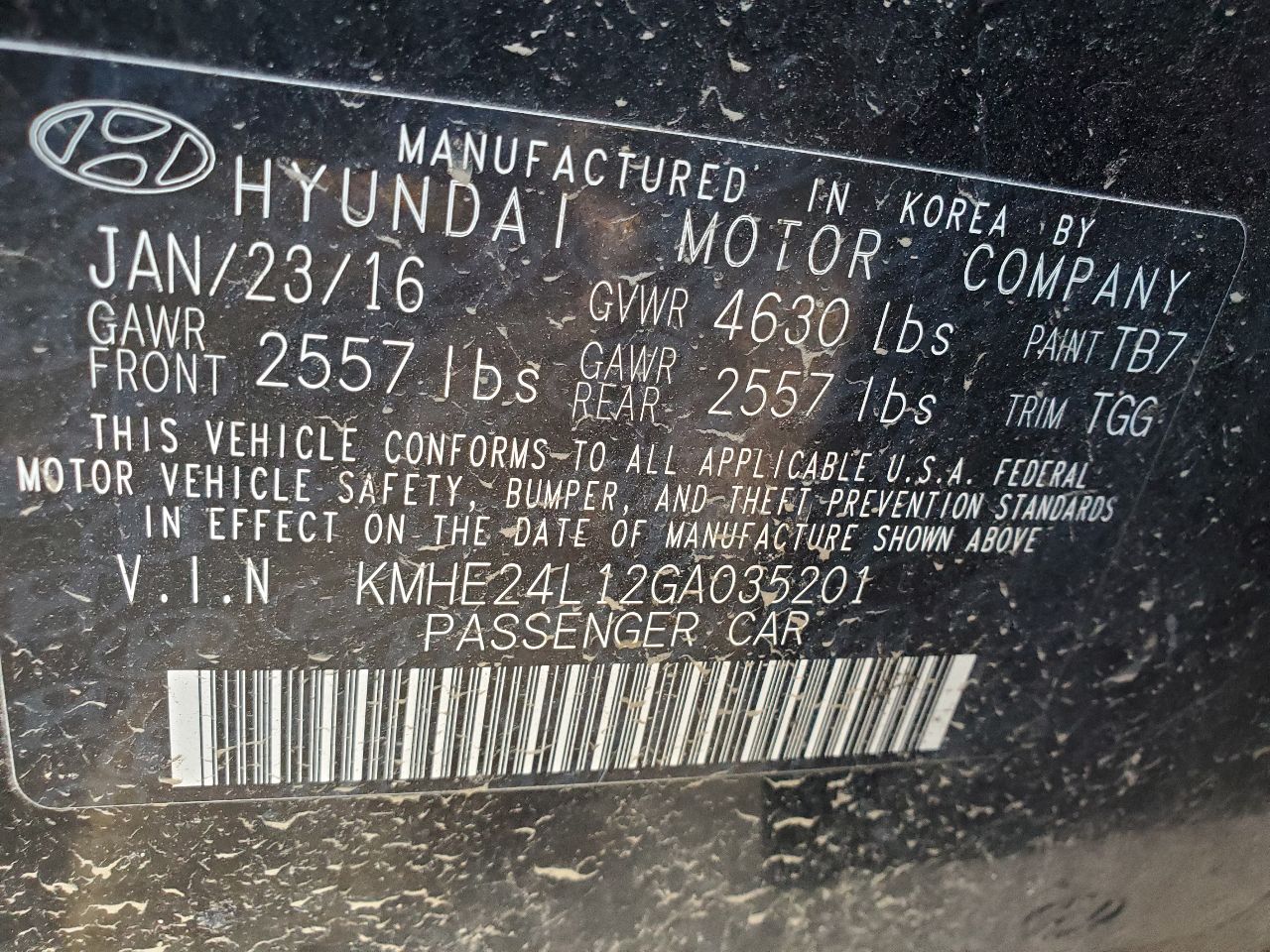 2016 HYUNDAI SONATA 4cyl Electric 2.0 Conv/Invert/Charger - 375170