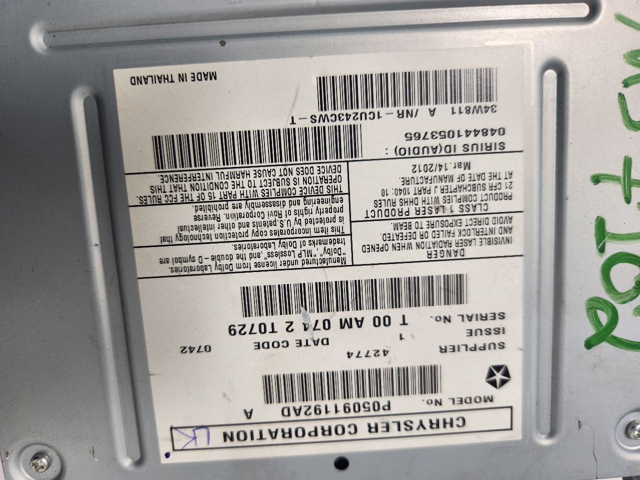 2012 DODGE DURANGO 6cyl Gasoline 3.6 Radio Audio - 379814 — photo 5