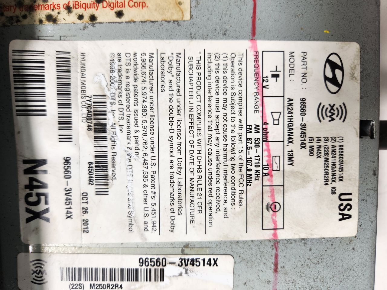 2013 HYUNDAI AZERA 6cyl Gasoline 3.3 Radio Audio - 380784 — photo 5