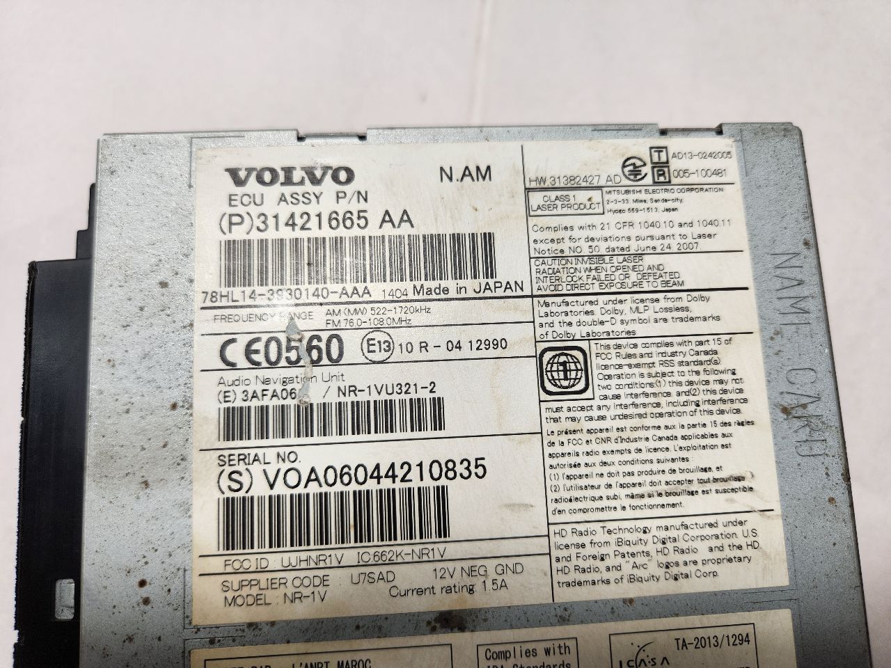 2015 VOLVO 80 SERIES 4cyl Gasoline Turbo 2.0 Radio Audio - 382226 — photo 3