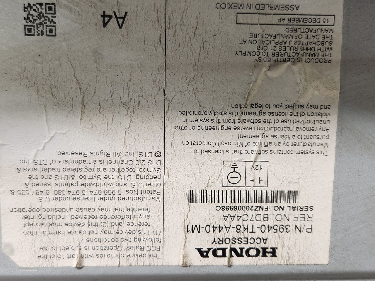 2016 HONDA ODYSSEY 6cyl Gasoline 3.5 Radio Audio - 387415 — photo 7