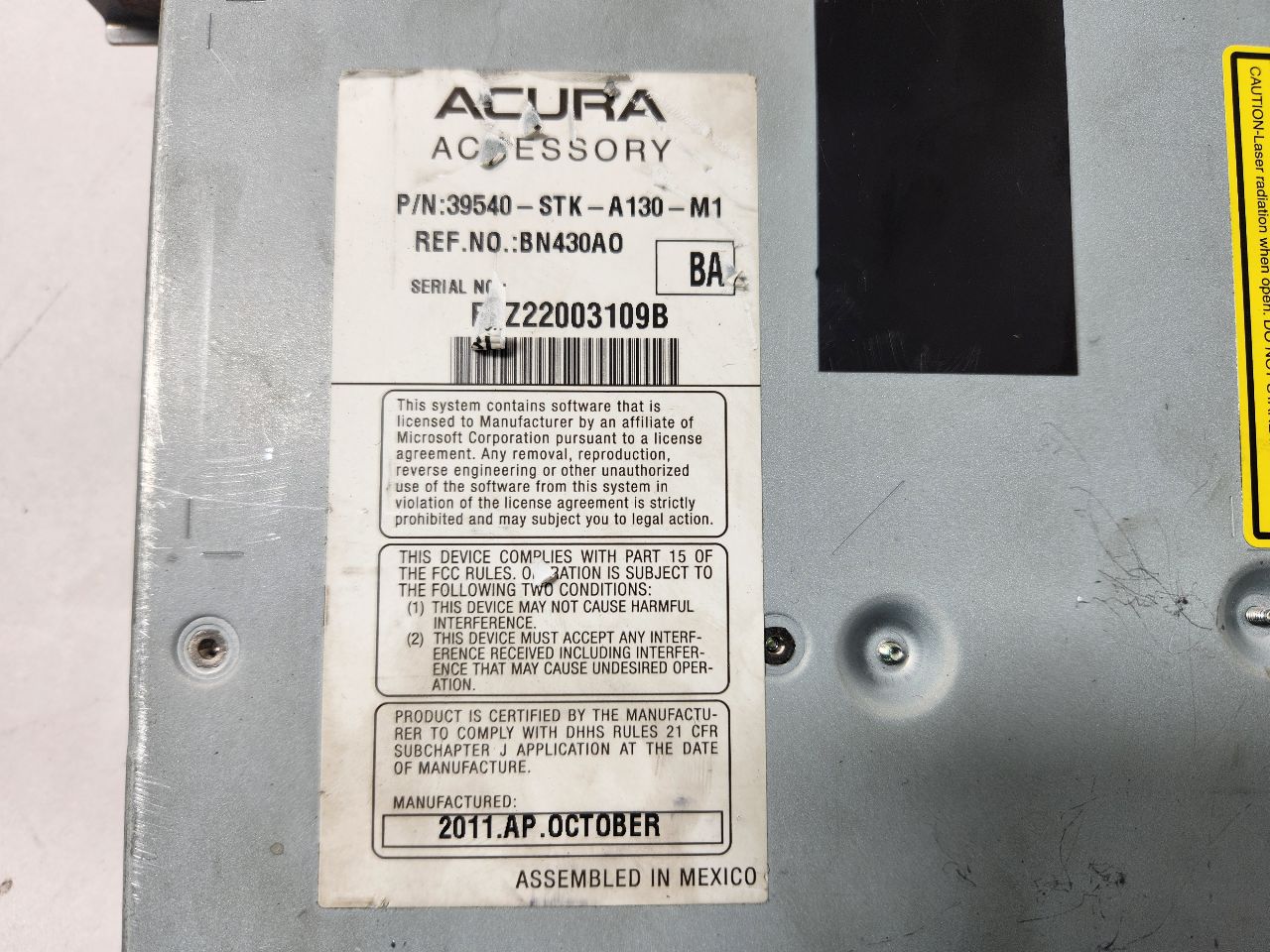 2012 ACURA RDX 2.3L 4cyl Gasoline VVT Radio Audio - 390353 — photo 4