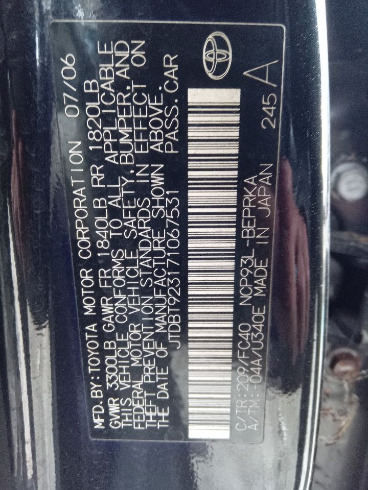 2007 TOYOTA YARIS 4cyl Gasoline 1.5 Transmiss,Transaxle - 393287