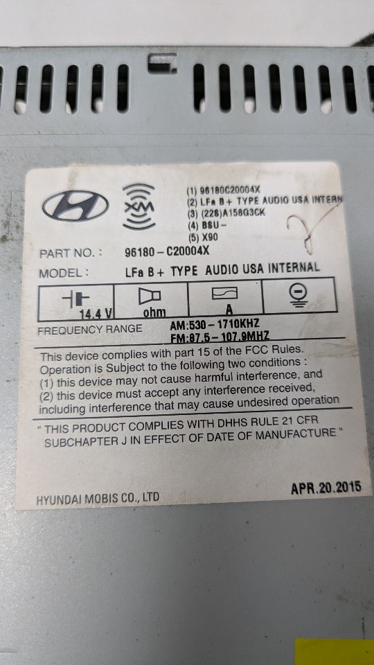 2015 HYUNDAI SONATA 4cyl Gasoline 2.4 PZEV Radio Audio - 393500 — photo 3