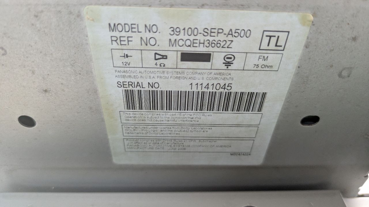 2008 ACURA TL 3.2L 6cyl Gasoline VVT Radio Audio - 393519 — photo 6