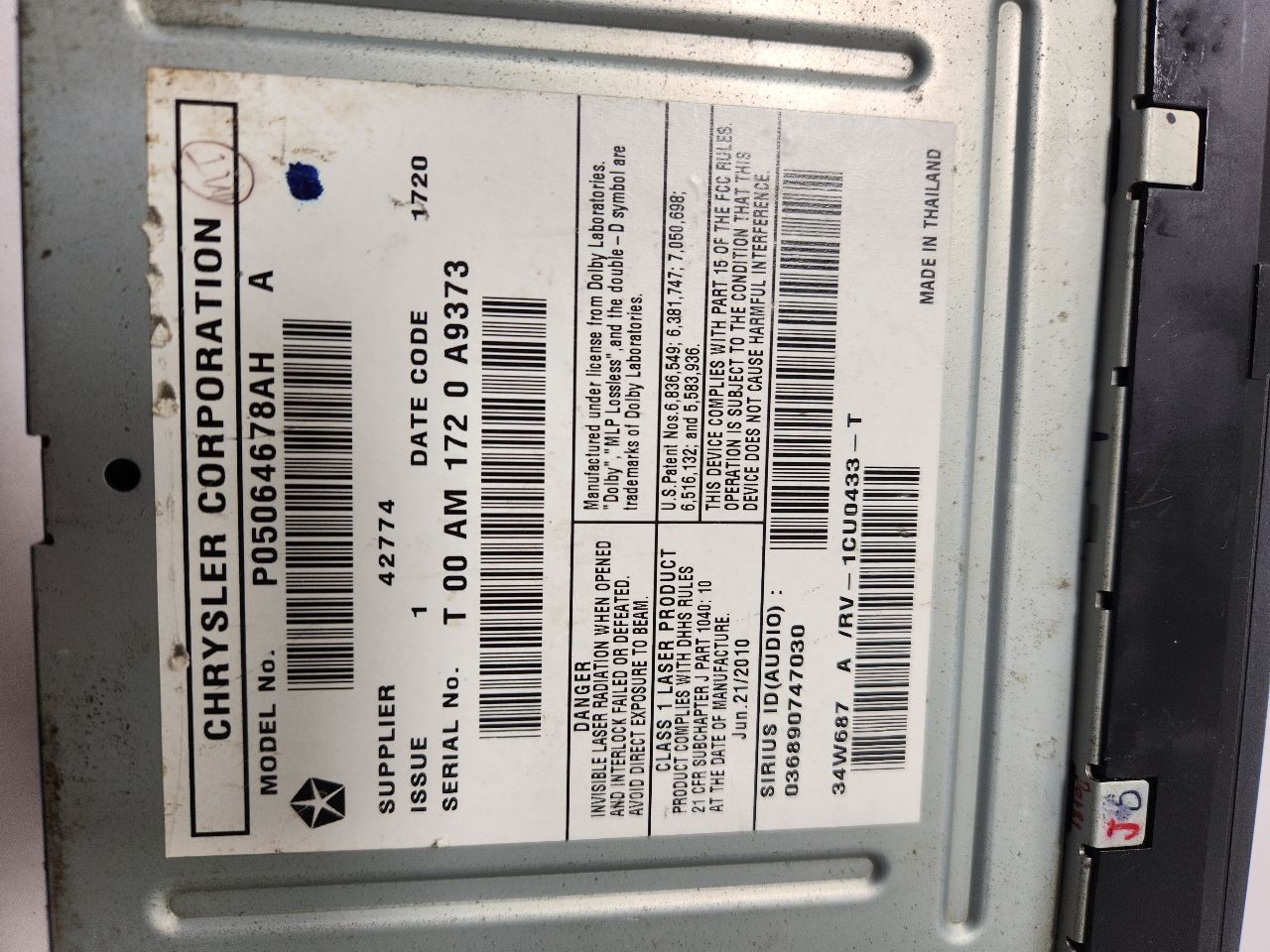2010 DODGE CARAVAN Radio Audio - 395612 — photo 7