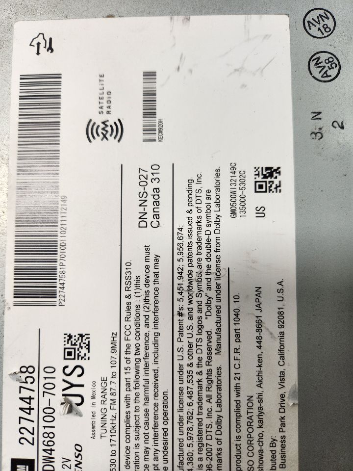 2011 CADILLAC SRX Radio Audio - 401637 — photo 2