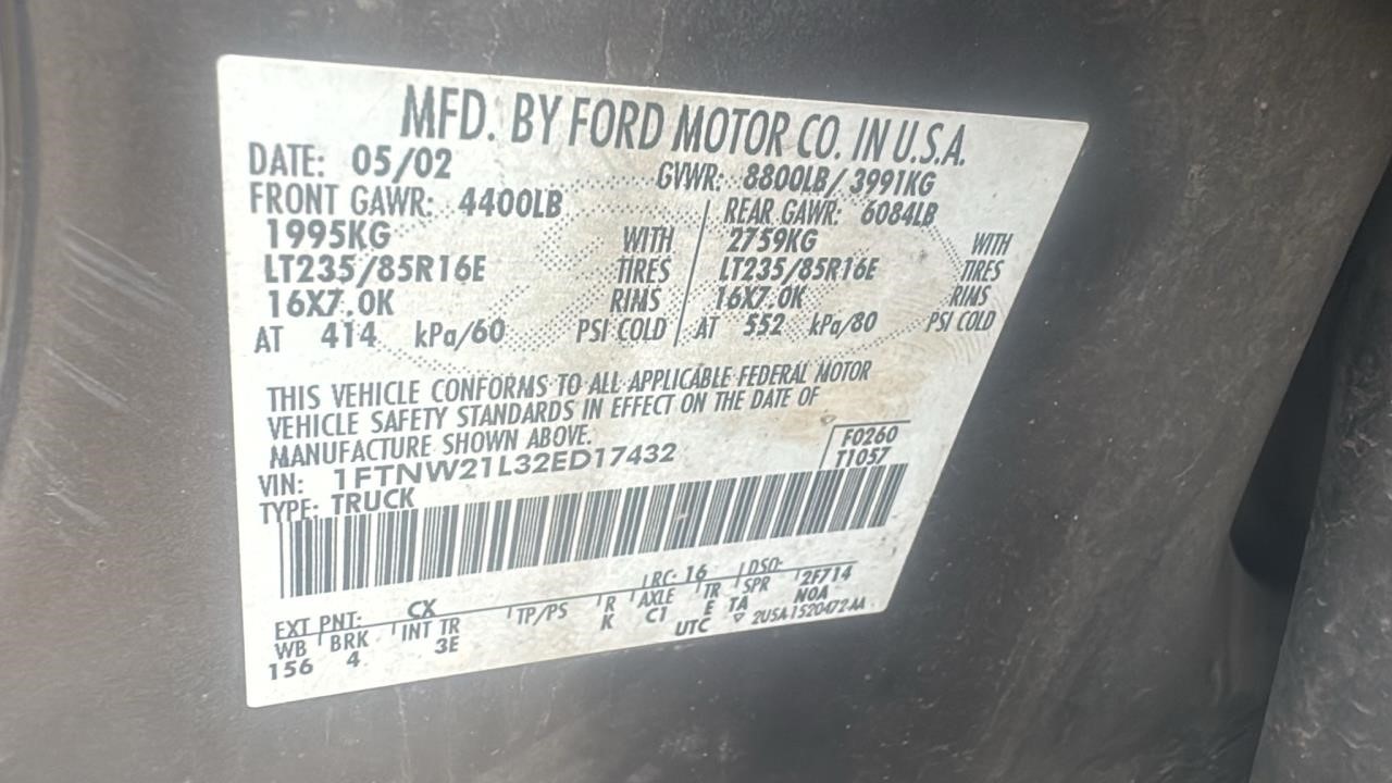 2002 FORD F250SD PICKUP 8cyl Gasoline 5.4 ENGINE ASSEMBLY - 402859