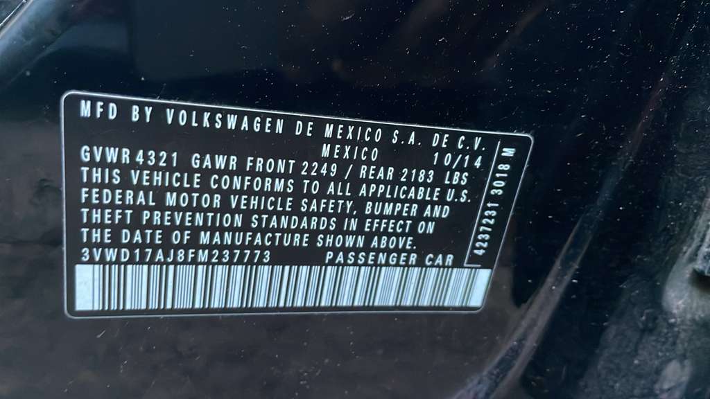 2015 VOLKSWAGEN JETTA 4cyl Gas Turbo 1.8 PZEV FRAME - 403153