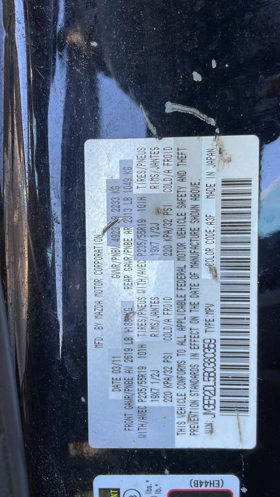 2011 MAZDA CX-7 4cyl Gasoline Turbo 2.3 FRAME - 403266