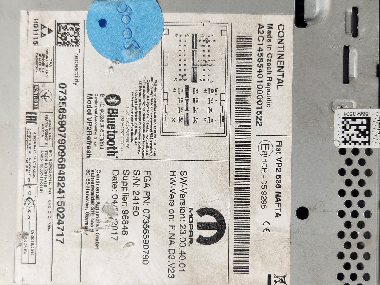 2018 DODGE PROMASTER CITY 2.4L 4cyl Gasoline VVT Radio Audio - 406113 — photo 6