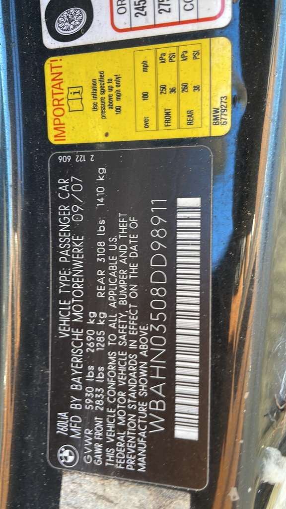 2008 BMW 760i POWER STRG ASSEMBLY - 416148