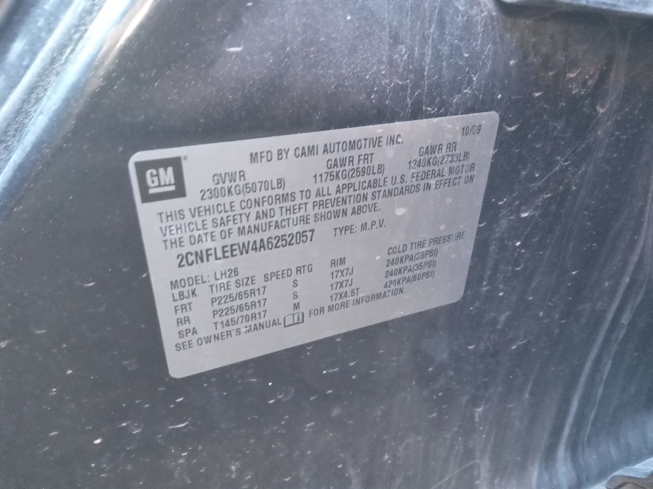 2010 CHEVROLET EQUINOX 4cyl Gasoline 2.4 TRANSFER CASE ASSY - 417576