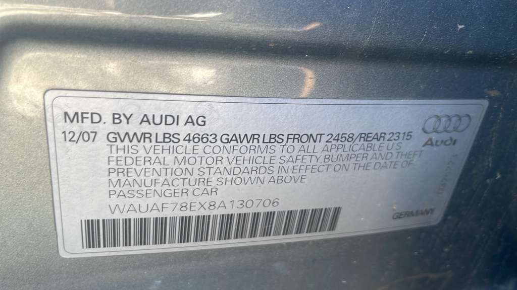 2008 AUDI A4 4cyl Gasoline Turbo 2.0 ENGINE ASSEMBLY - 438784 — photo 7