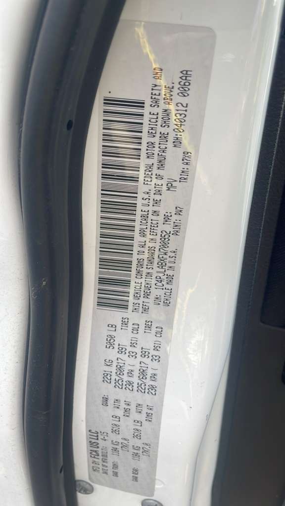 2015 JEEP CHEROKEE Right DOOR ASSEMBLY, FR - 441506