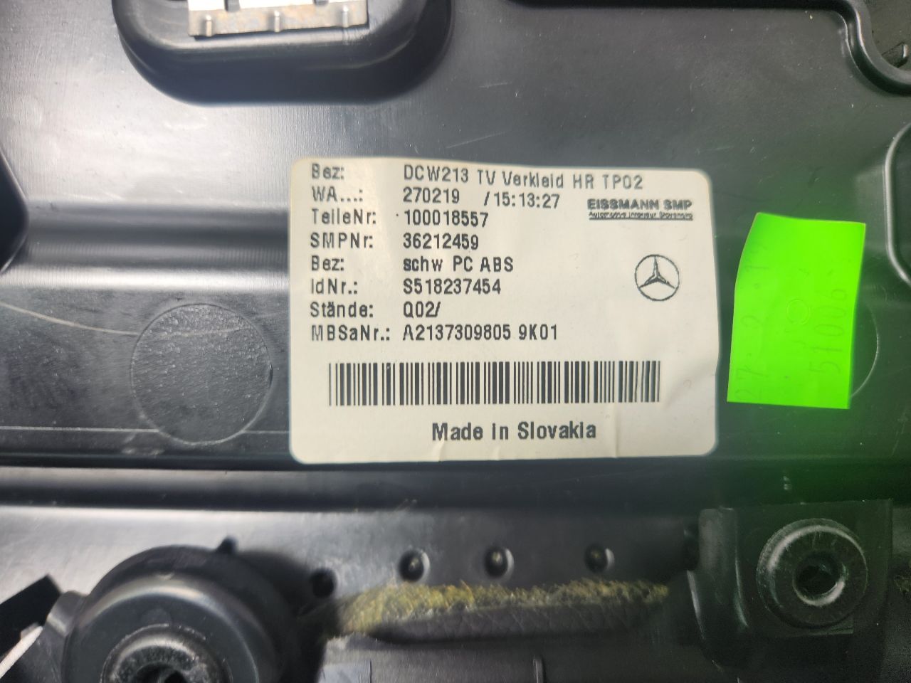 2019 MERCEDES-BENZ E-CLASS INTERIOR TRIM PANEL - 441833 — photo 6