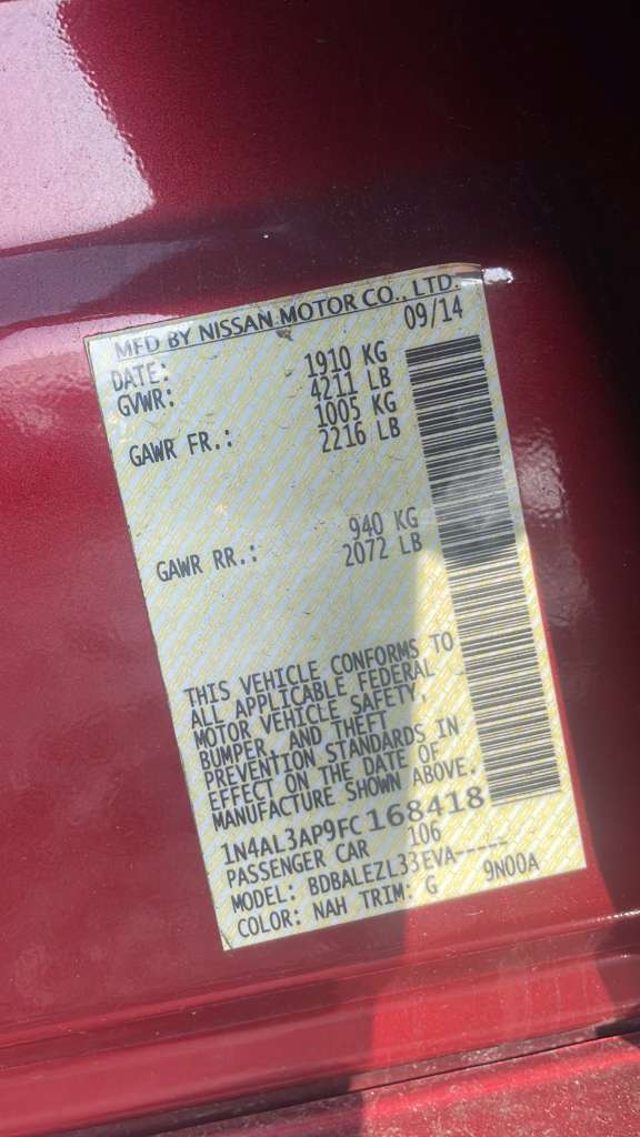 2015 NISSAN ALTIMA PS Pump/Motor - 443892 — photo 3