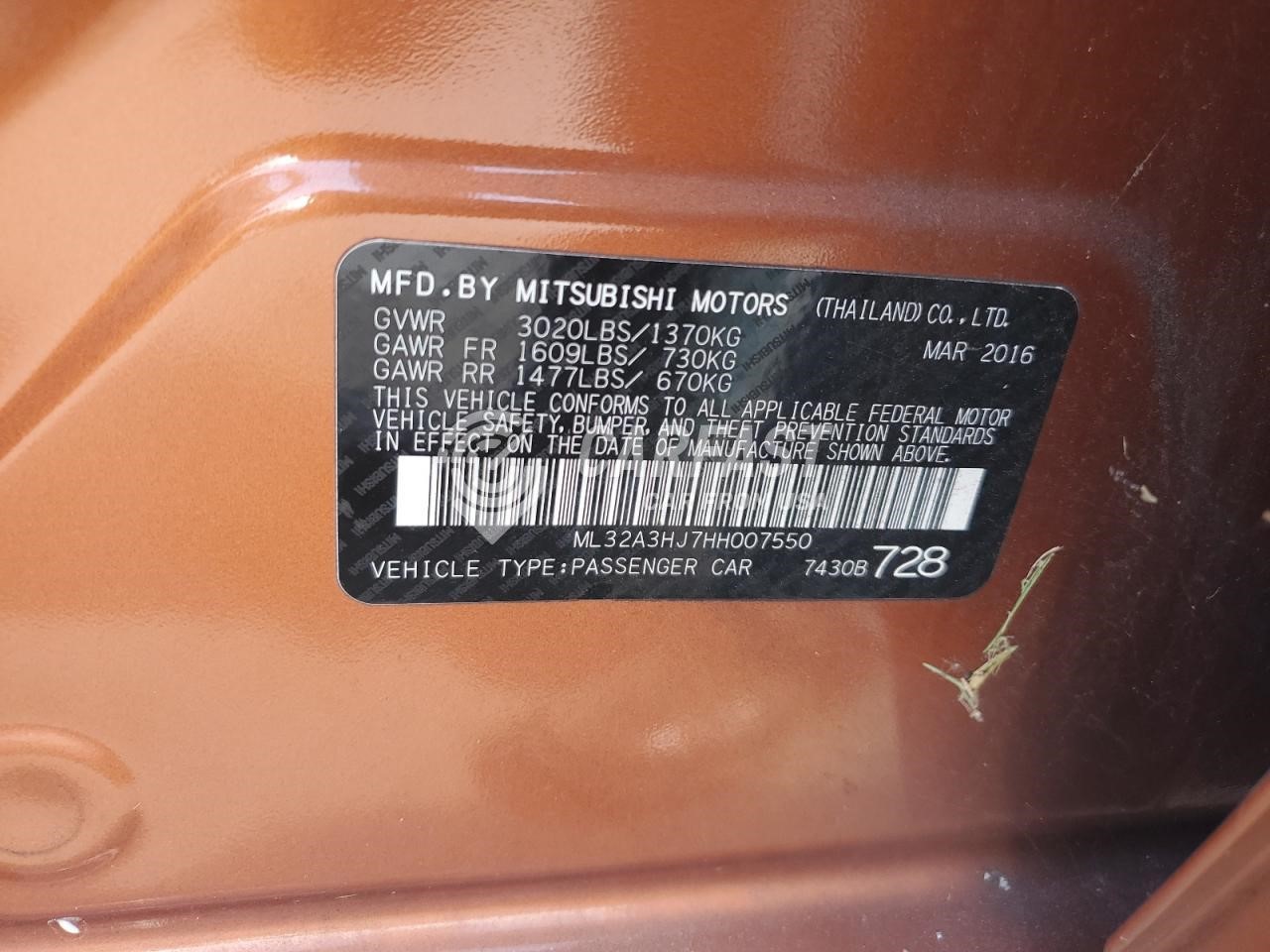 2017 MITSUBISHI MIRAGE Transmiss,Transaxle - 447543 — photo 2