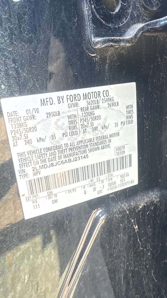 2010 LINCOLN MKX BUMPER ASSY, FRONT - 465350 — photo 1