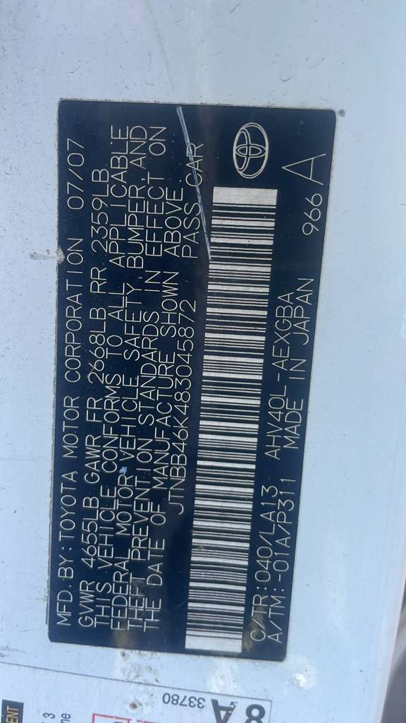 2008 TOYOTA CAMRY BATTERY - 479443 — photo 6