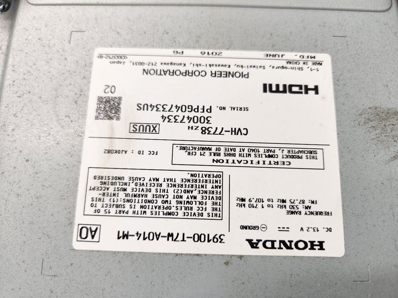 2016 HONDA HR-V 4cyl Gasoline 1.8 Radio Audio - 483418 — photo 8