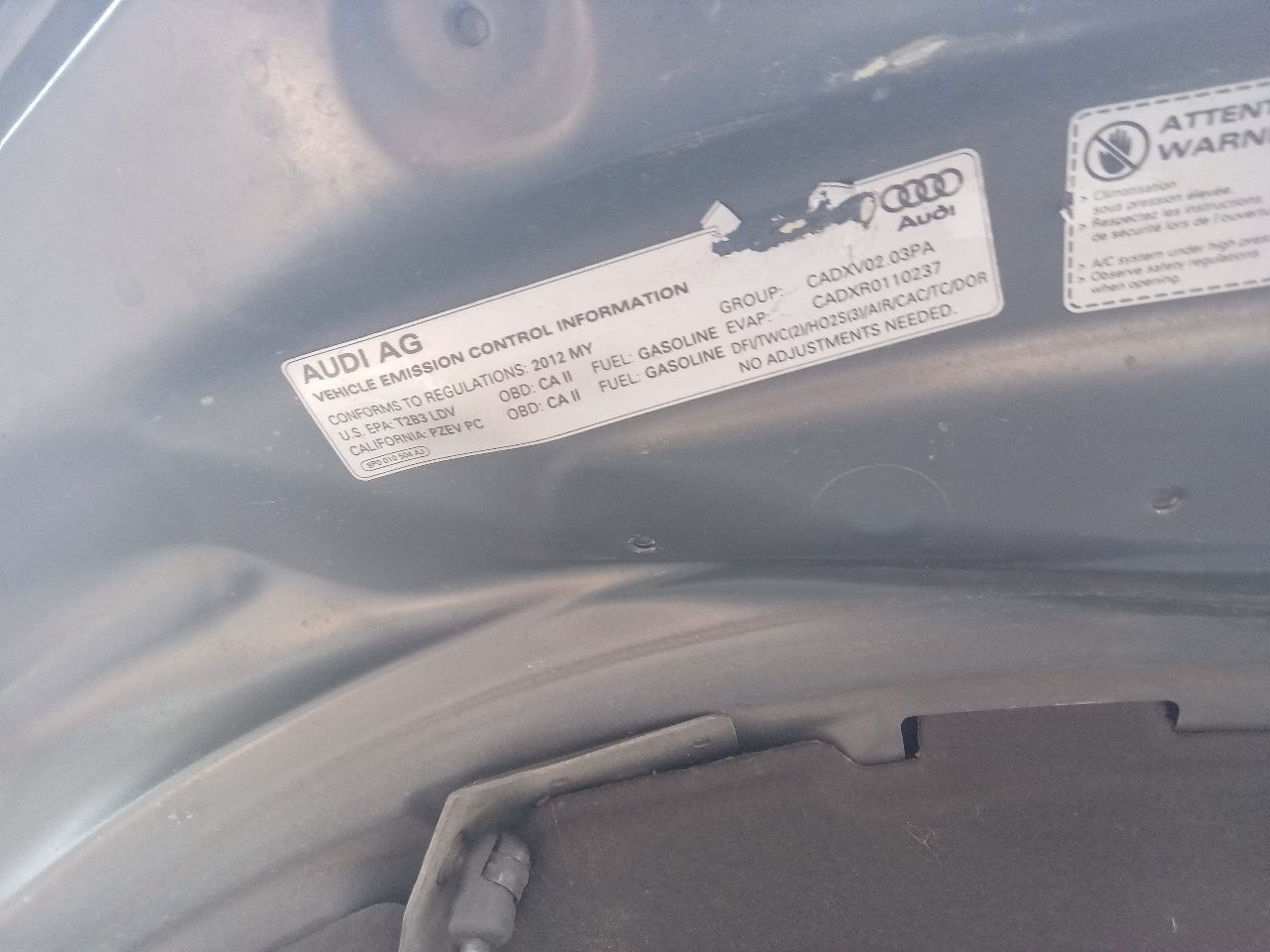 2012 AUDI A3 4cyl Gas Turbo 2.0 PZEV ENGINE ASSEMBLY - 490687 — photo 2
