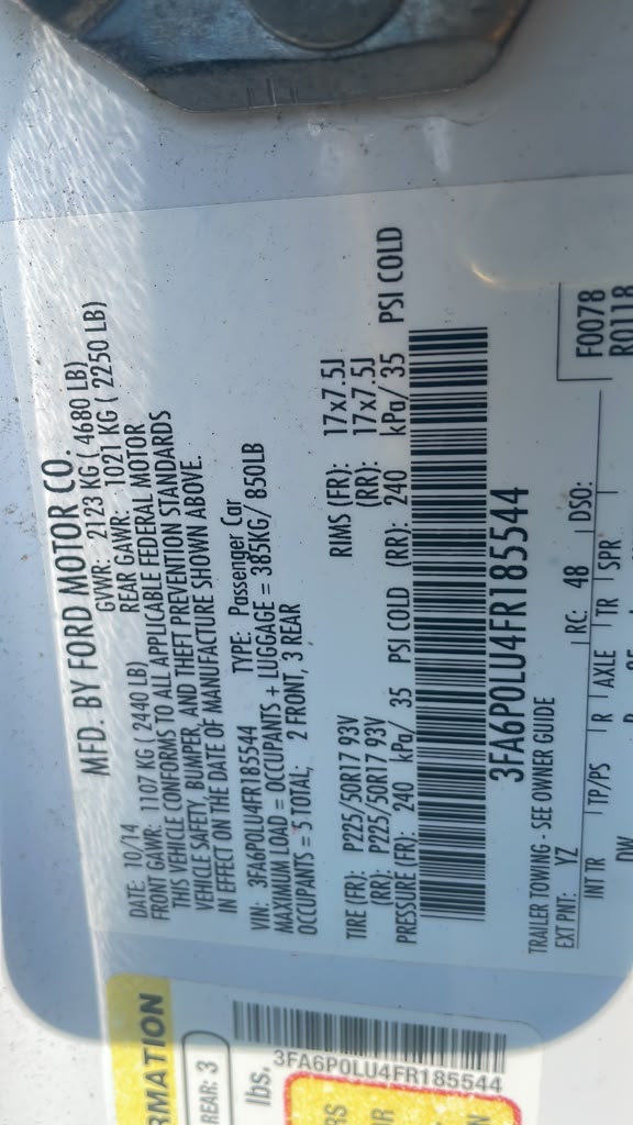 2015 FORD FUSION BATTERY - 492094 — photo 6