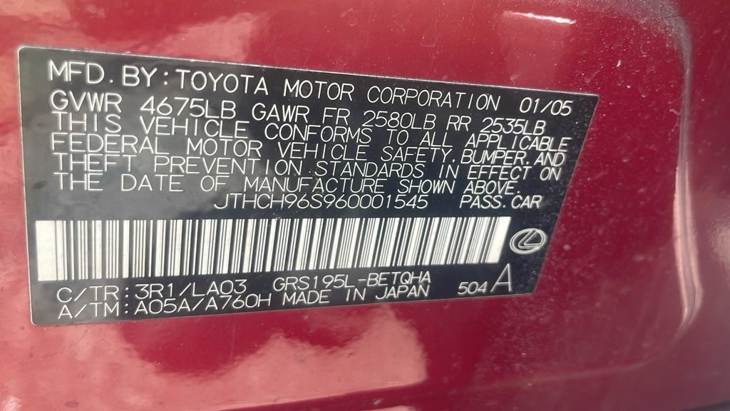 2006 LEXUS GS300 AC COMPRESSOR - 492149