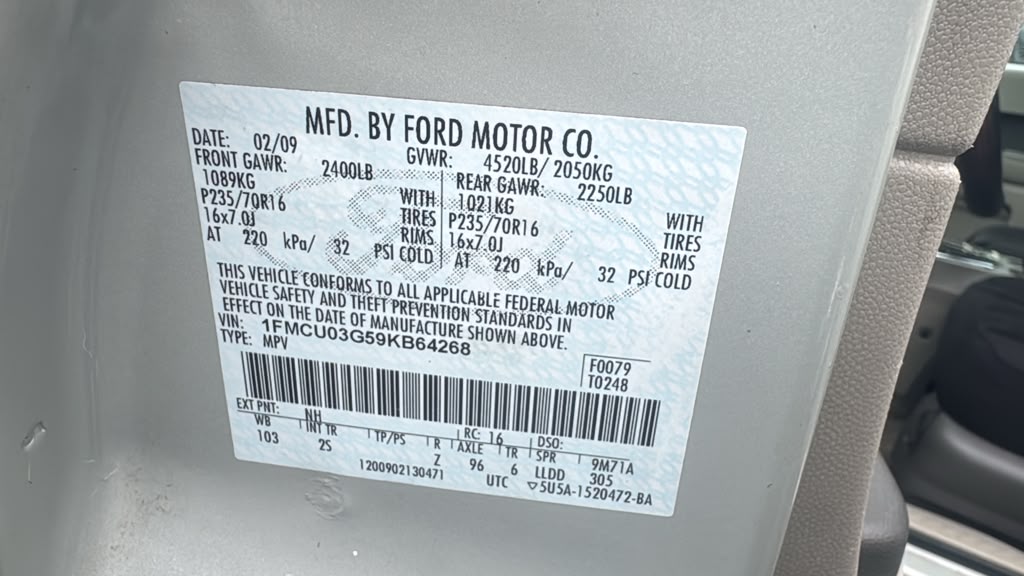2009 FORD ESCAPE STEERING COLUMN - 496320 — photo 2