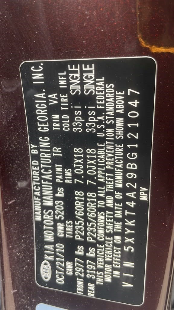 2011 KIA SORENTO ENGINE ASSEMBLY - 499770 — photo 1