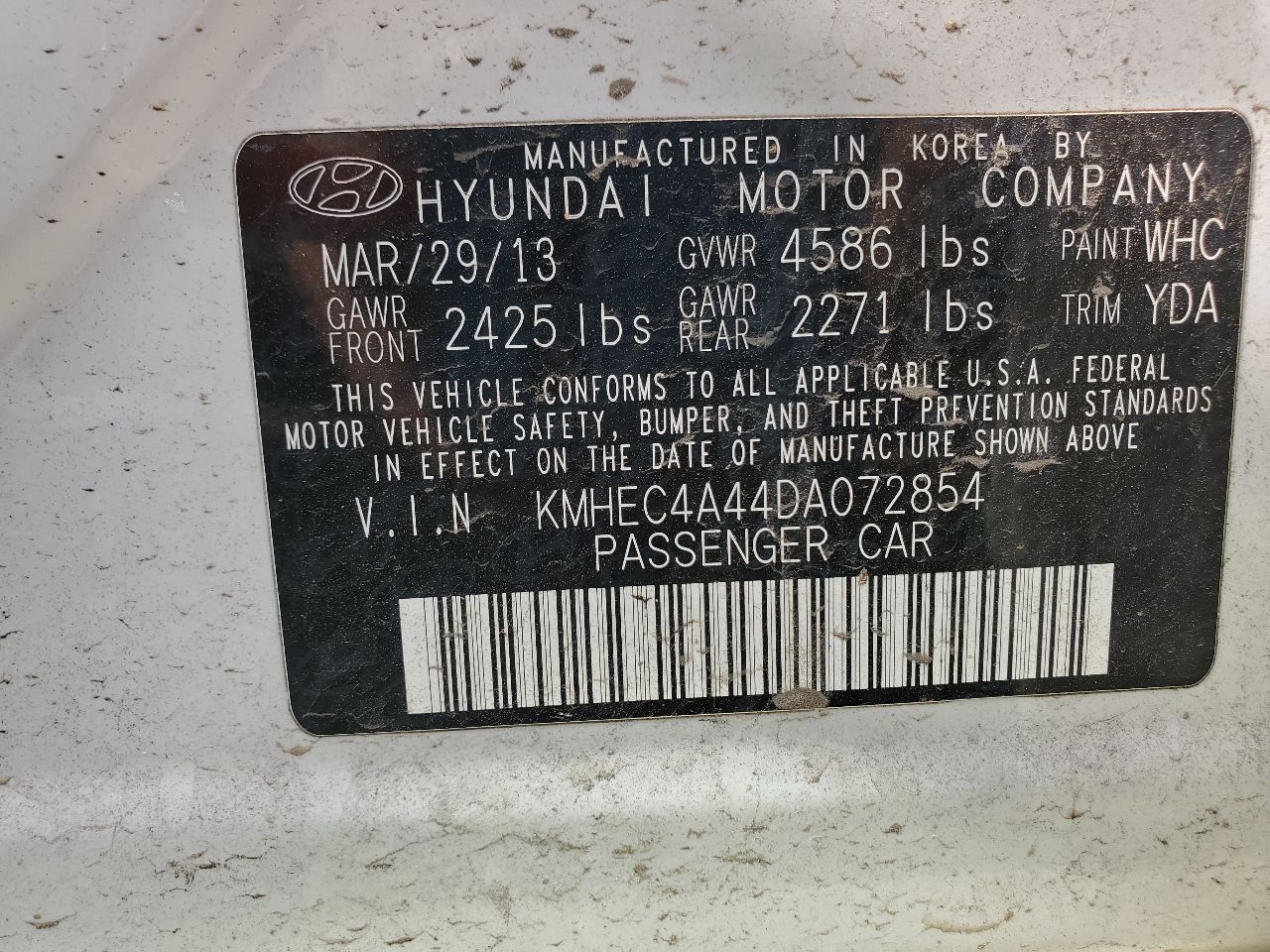 2013 HYUNDAI SONATA 4cyl Hybrid 2.4 ALTERNATOR - 500334