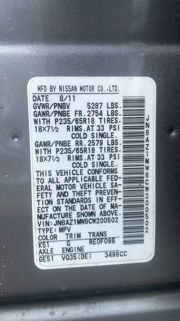 2012 NISSAN MURANO Transmiss,Transaxle - 500511 — photo 6