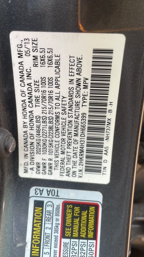 2013 HONDA CR-V BUMPER ASSY, REAR - 500940 — photo 3