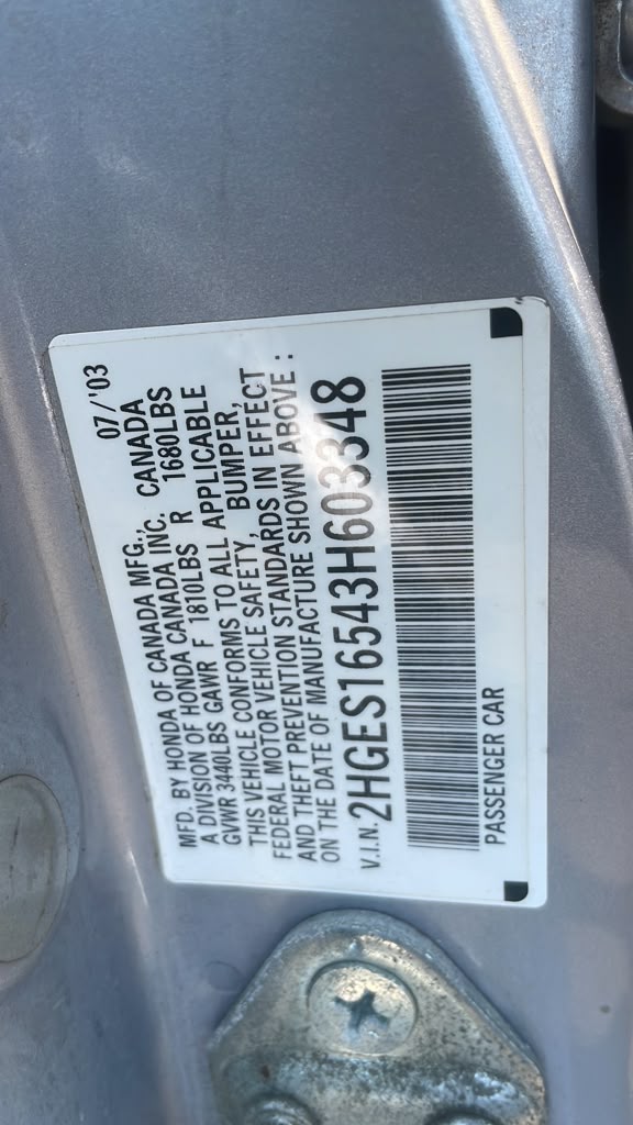 2003 HONDA CIVIC ENGINE ASSEMBLY - 502331 — photo 2