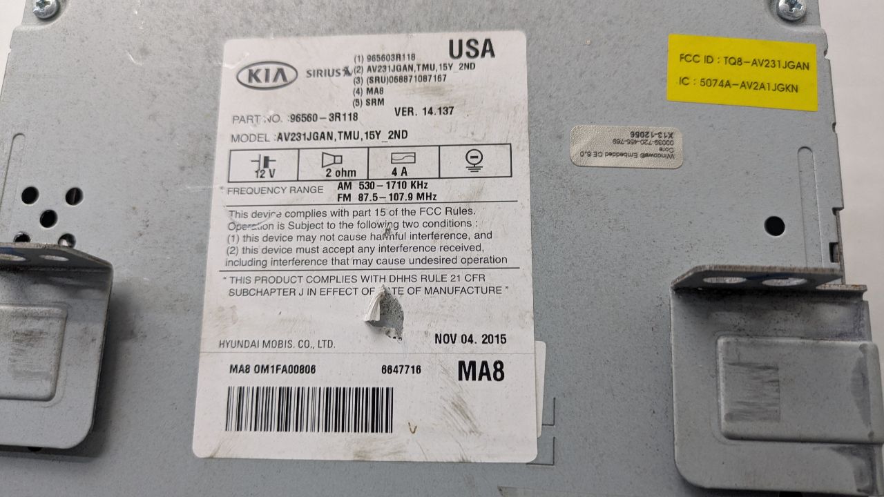 2016 KIA CADENZA Radio Audio - 502906 — photo 2