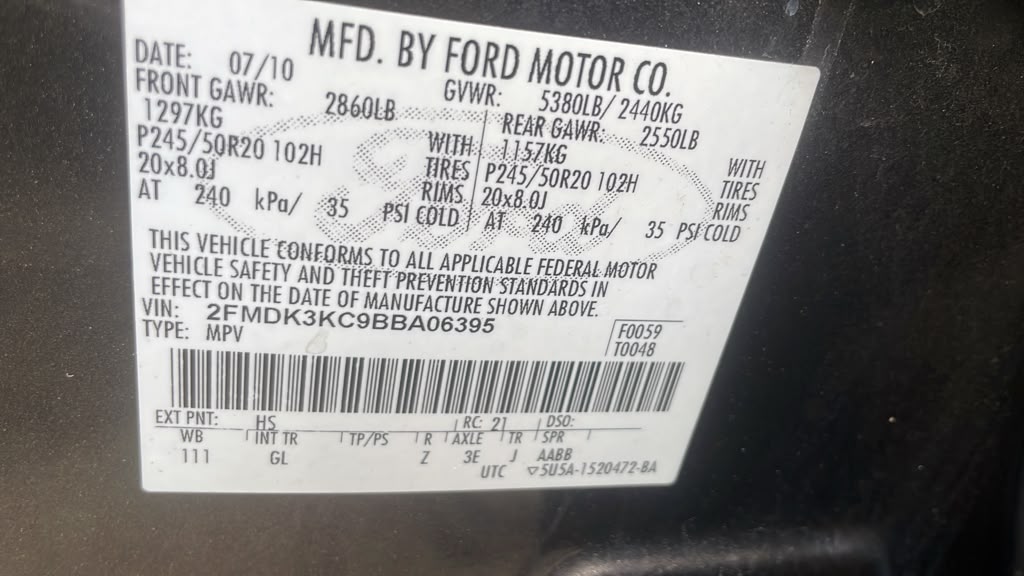 2011 FORD EDGE ENGINE ASSEMBLY - 505742 — photo 2