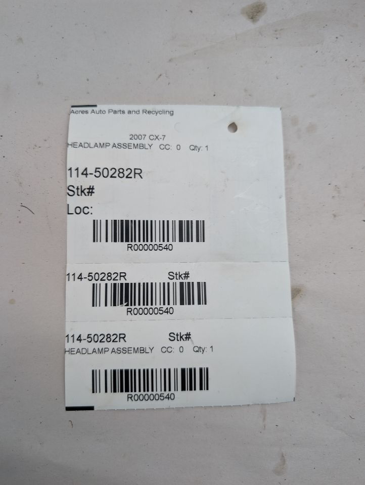 2007 MAZDA CX-7 Right HEADLAMP ASSEMBLY - 540 — photo 7